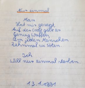 Nur Einmal - Gedicht von 1991